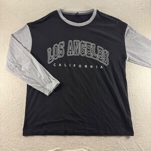Shein Long Sleeve T-Shirt Women Medium Black Grey Los Angeles Graphic Soft Girl